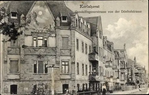 Ak Berlin Lichtenberg Karlshorst, Gundelfingenerstraße von der Dönhofstraße aus gesehen