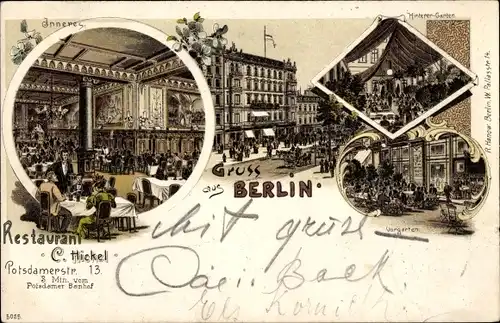 Litho Berlin Tiergarten, Restaurant C. Hickel, Potsdamer Straße 13, Innenansicht