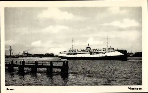 Ak Vlissingen Zeeland Niederlande, Fährschiff im Hafen