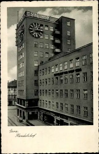 Ak Gera in Thüringen, Handelshof, Stadtbank