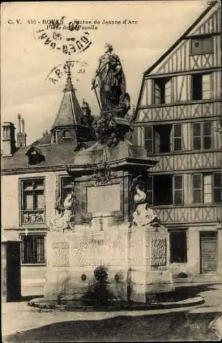 Ak Rouen Seine-Maritime, Statue von Jeanne d'Arc, Place de la Pucelle