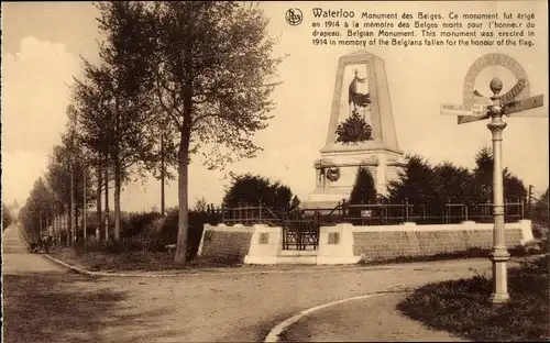 Ak Waterloo Wallonisch Brabant, Belgian Monument