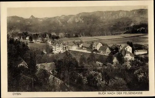 Ak Oybin in der Oberlausitz, Felsengasse, Panorama