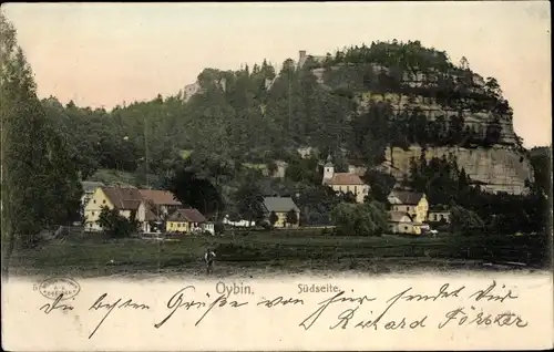 Ak Oybin in Sachsen, Südseite, Kirche, Ortsansicht