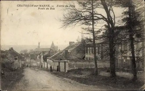 Ak Chatillon sur Marne, Eingang zum Land, Route du Bois