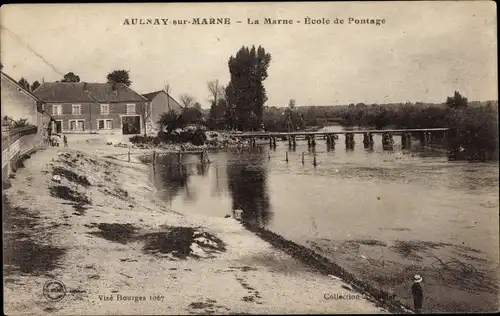 Ak Aulnay sur Marne, La Marne, Brückenschule