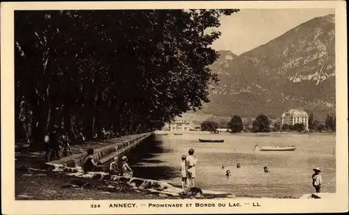 Ak Annecy Haute Savoie, Promenade und Seeufer