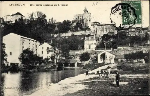 Ak Liverdun Meurthe et Moselle, Die Mühle und die Waschhäuser, Chateau Corbin