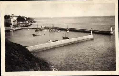 Ak Belle Île en Mer Morbihan, Gesamtansicht des Hafens