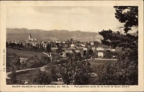 Ak Saint Martin en Haut Rhône, Gesamtansicht von der Straße nach Saint-Andre