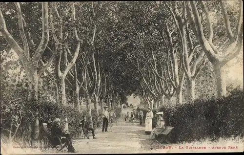 Ak Lézignan Corbières Aude, La Guirlande, Avenue Rene