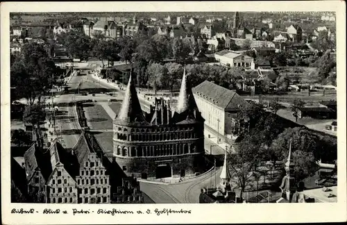 Ak Hansestadt Lübeck, Kirchturm, Holstentor