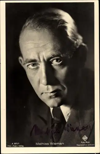 Ak Schauspieler Mathias Wieman, Portrait, Ufa Film, Autogramm