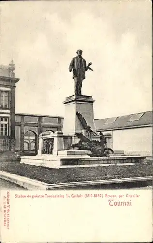 Ak Tournai Wallonien Hennegau, Statue von Pointe Tournaisien L. Gallait