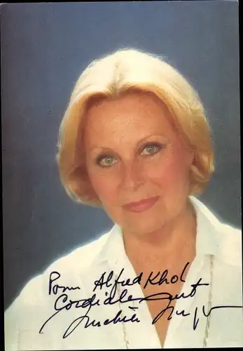 Foto Schauspielerin Michèle Morgan, Portrait, Autogramm