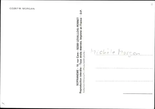 Ak Schauspielerin Michele Morgan, Porträt, Autogramm