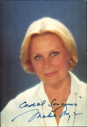 Foto Schauspielerin Michele Morgan, Portrait, Autogramm