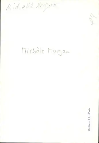 Foto Schauspielerin Michele Morgan, Portrait, Autogramm