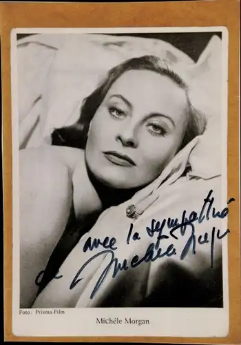 Foto Schauspielerin Michèle Morgan, Portrait, Autogramm