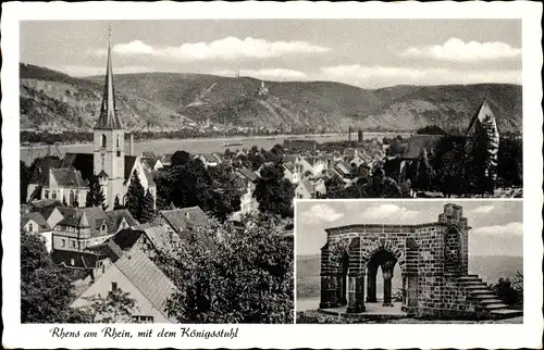 Ak Rhens am Rhein, Königsstuhl, Kirchturm