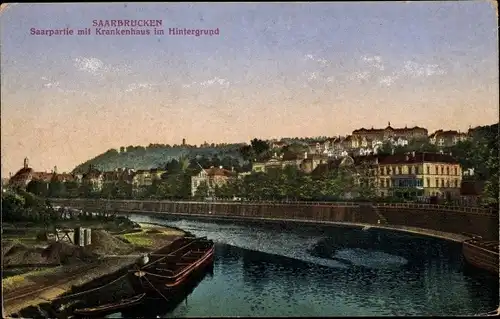 Ak Saarbrücken im Saarland, Saarpartie, Krankenhaus