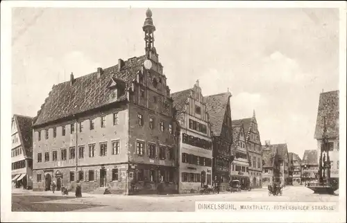 Ak Dinkelsbühl in Mittelfranken, Marktplatz, Rothenburger Straße, Giebelhaus