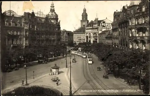 Ak Frankfurt am Main, Roßmarkt, Katharinen-Kirche, Straßenbahn, Persil