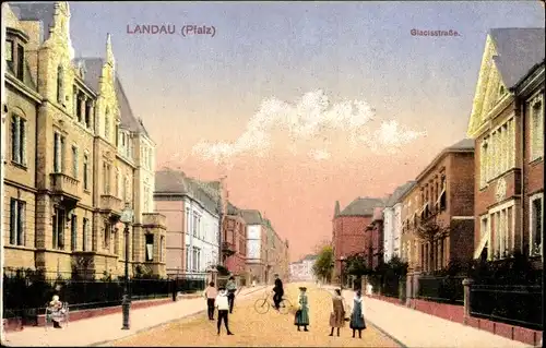 Ak Landau in der Pfalz, Glacisstraße, Passanten