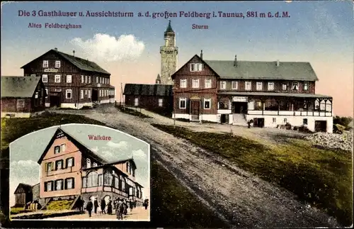 Ak Niederreifenberg Schmitten im Taunus, Großer Feldberg, Walküre, Altes Feldberghaus, Sturm