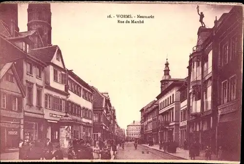 Ak Worms am Rhein, Marktstraße, Litfaßsäule, Neumarkt