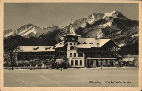 Ak Oberstdorf im Oberallgäu, Hotel Wittelsbacher Hof, Winter