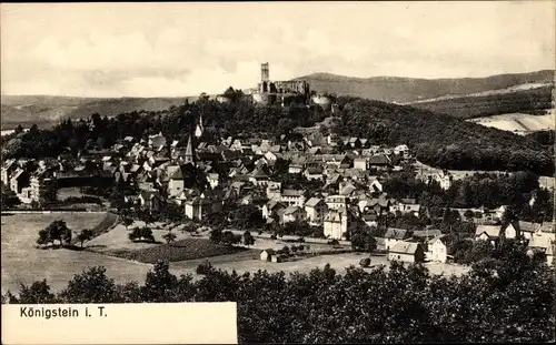 Ak Königstein im Taunus Hessen, Totalansicht, Burgruine, Kirche