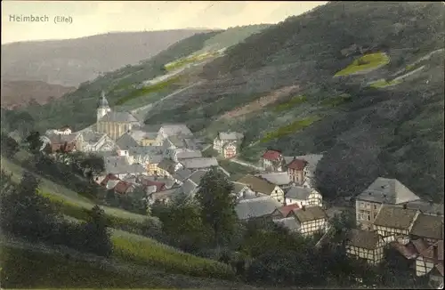 Ak Heimbach in der Eifel, Ortsansicht, Kirche