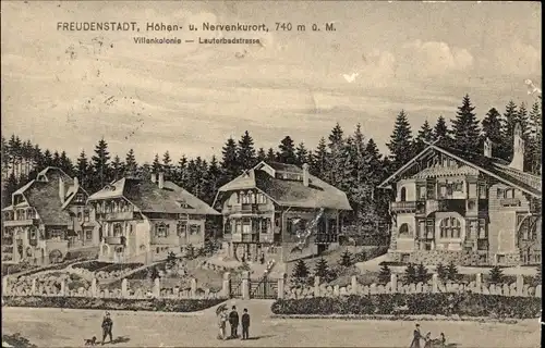 Ak Freudenstadt im Schwarzwald, Villenkolonie, Lauterbadstrasse, Passanten