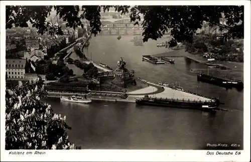 Ak Koblenz am Rhein, Das deutsche Eck, Luftbild