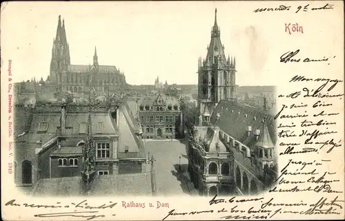 Ak Köln am Rhein, Rathaus, Dom