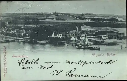 Mondschein Ak Sønderborg Sonderburg Dänemark, Düppler Höhen