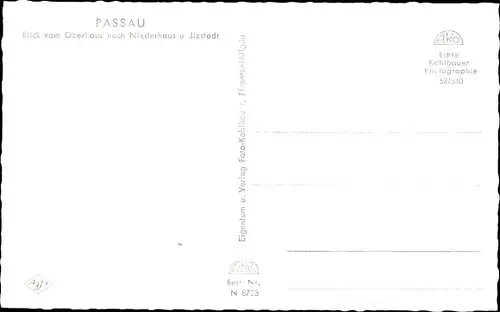 Ak Passau in Niederbayern, Totalansicht, Oberhaus, Niederhaus, Ilzstadt