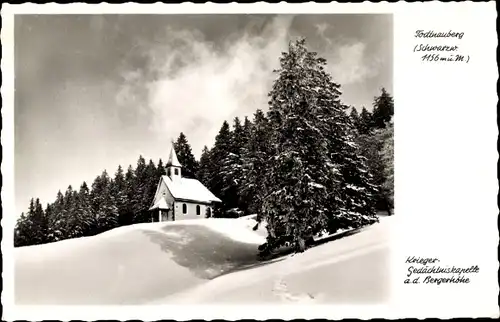 Ak Todtnauberg Todtnau im Schwarzwald, Krieger-Gedächtniskapelle, Winter