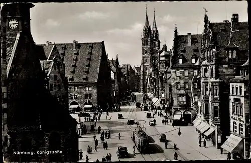 Ak Nürnberg in Mittelfranken, Königstraße, Tram