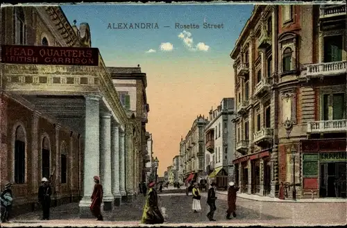 Ak Alexandria Ägypten, Rosettenstraße