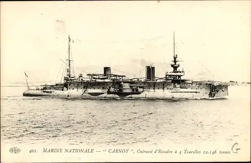 Ak Französisches Kriegsschiff, Carnot, Cuirase d'Escadre