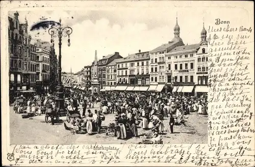 Ak Bonn in Nordrhein Westfalen, Marktplatz, Marktstände