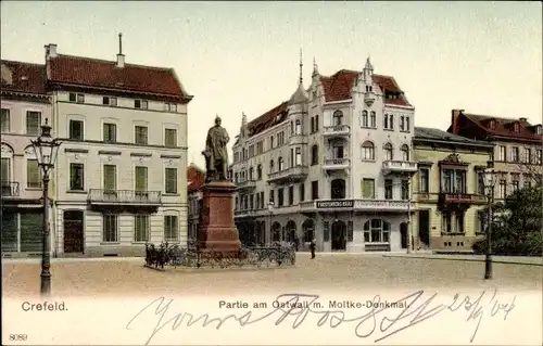 Ak Krefeld am Niederrhein, Partie am Ostwall, Moltke-Denkmal