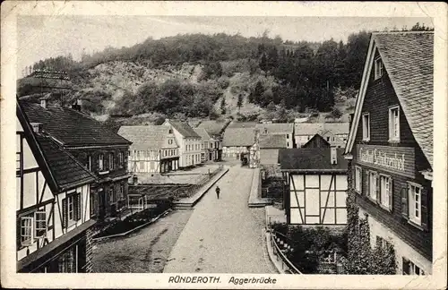 Ak Ründeroth Engelskirchen im Oberbergischen Kreis, Aggerbrücke, Gasthof Schützenhof