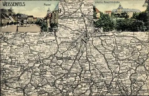 Landkarten Ak Weißenfels an der Saale, Schloss Augustusburg, Markt