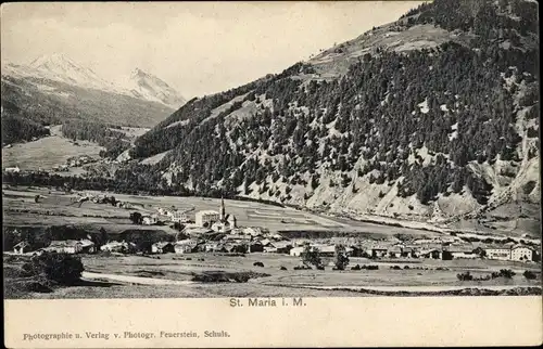 Ak Santa Maria im Münstertal Kanton Graubünden, Panorama