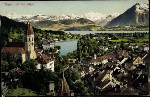 Ak Thun Kanton Bern Schweiz, Gesamtansicht