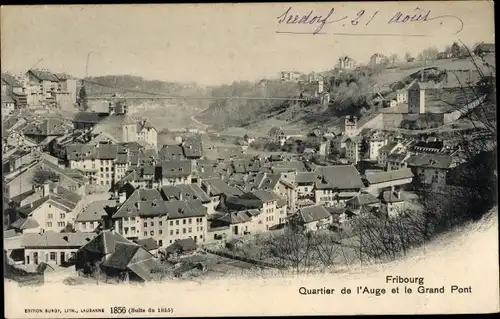 Ak Freiburg Stadt Freiburg Schweiz, Bezirk Auge und Grand Pont