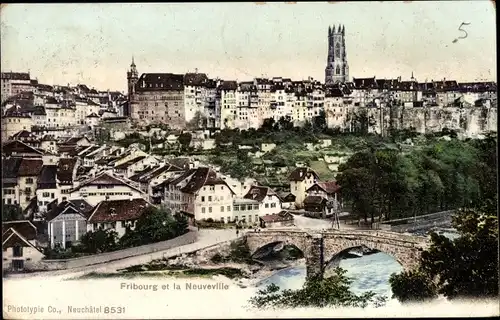 Ak Freiburg Freiburg Stadt Schweiz, Freiburg und Neuveville